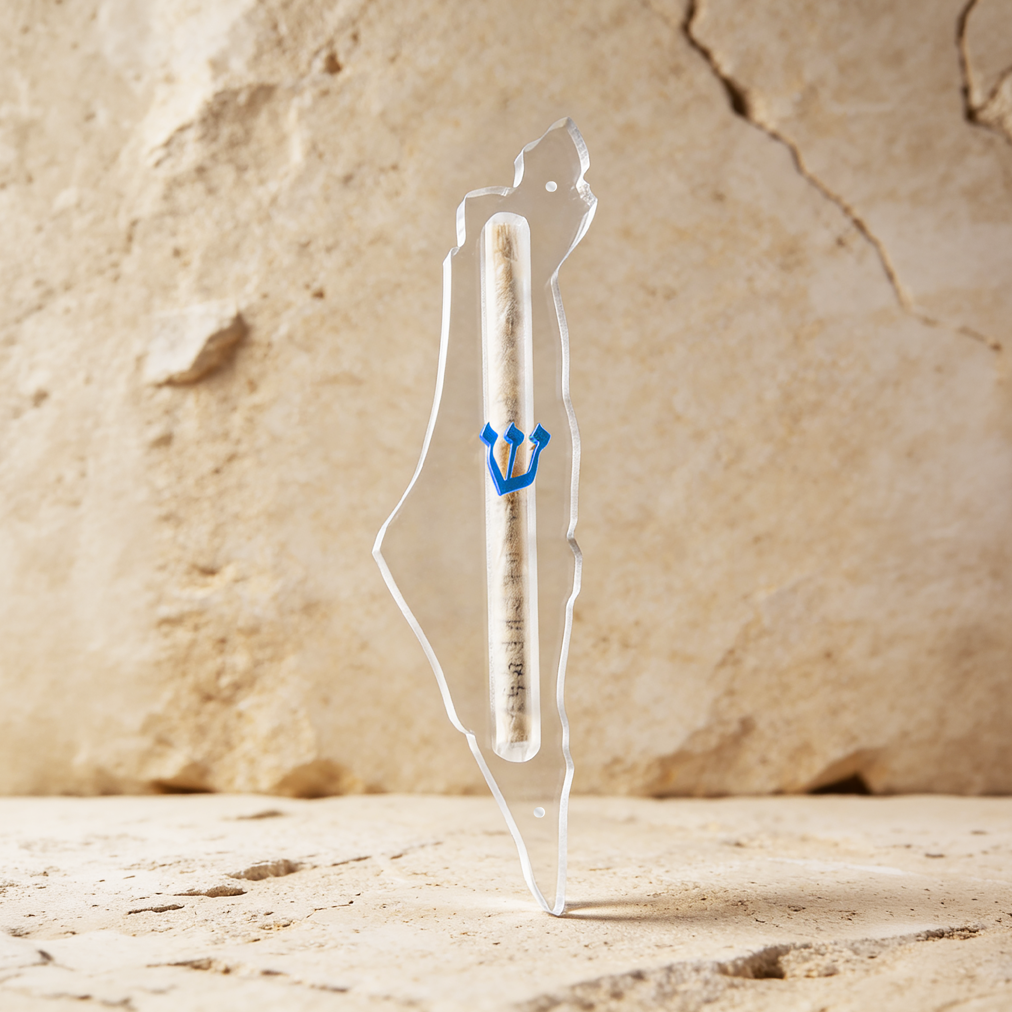 Mezouza Eretz Israël • Lettre couleur bleu ciel